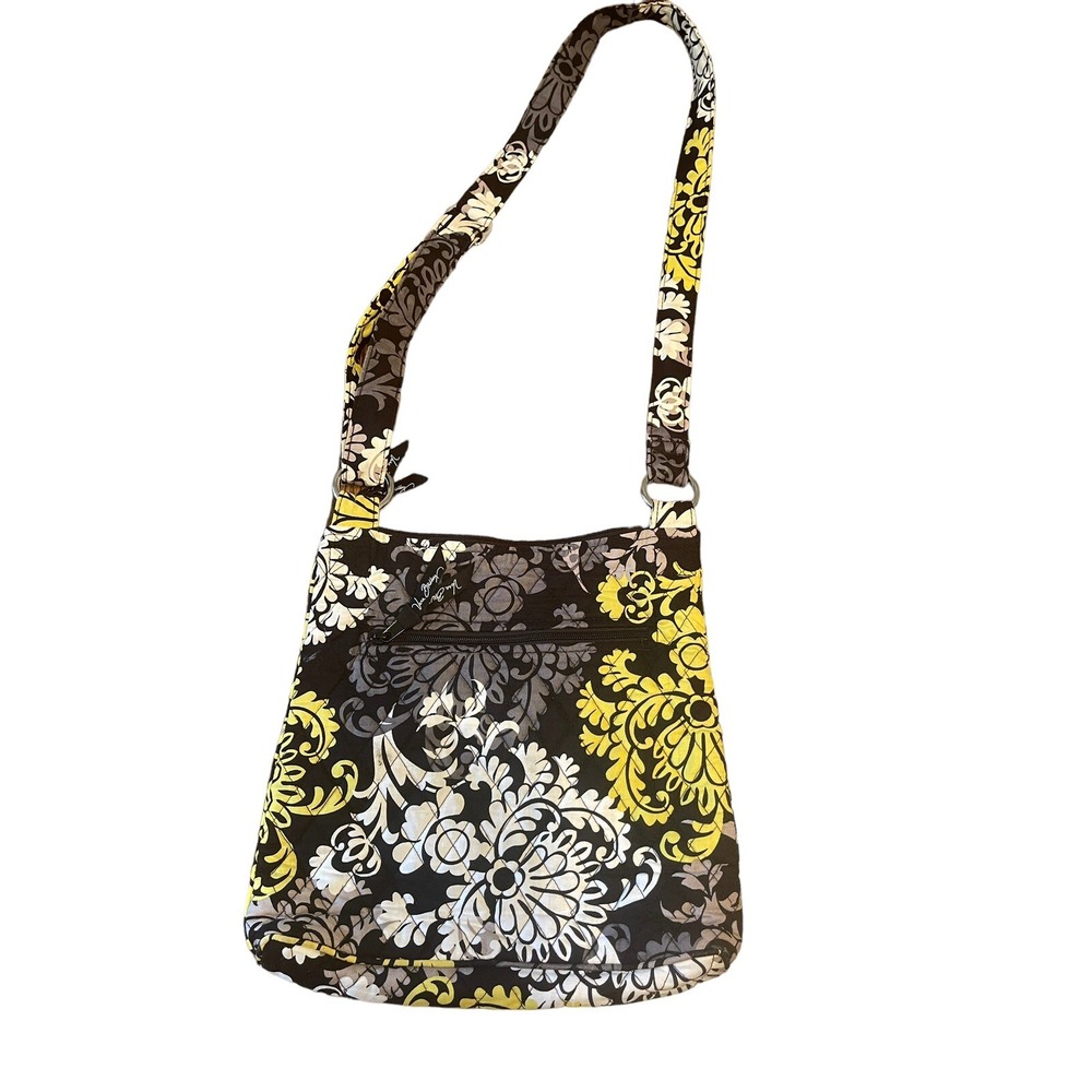 Vera‎ Bradley Women's Black/Yellow Floral Baroque Crossbody Purse Quilted